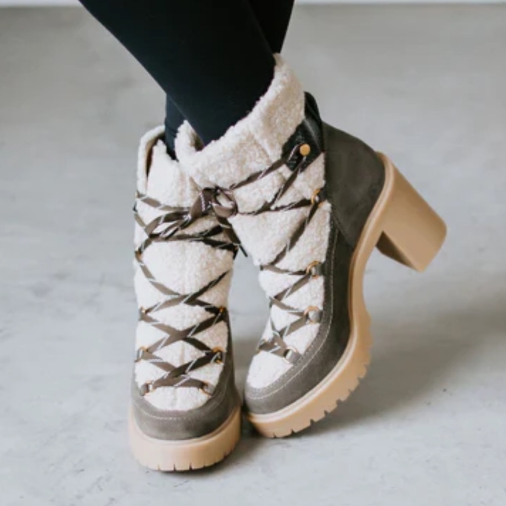 Dolce Vita Celtic Olive Suede Leather Faux Shearling Heeled Boot